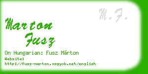 marton fusz business card